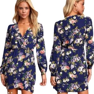 Lulu's Women's Dress XL Navy Blue Floral